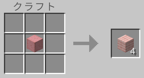 樹皮を剥いだサクラの木（統合版・JAVA版）×1個 でサクラの板材（統合版・JAVA版）をクラフトするレシピ